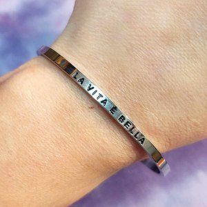 La Vita È Bella Stainless Steel MantraBand Bracelet: NWOT